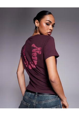 True Religion baby tee with diamante logo back print