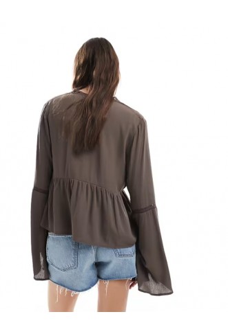 Miss Selfridge flare sleeve button up peplum blouse