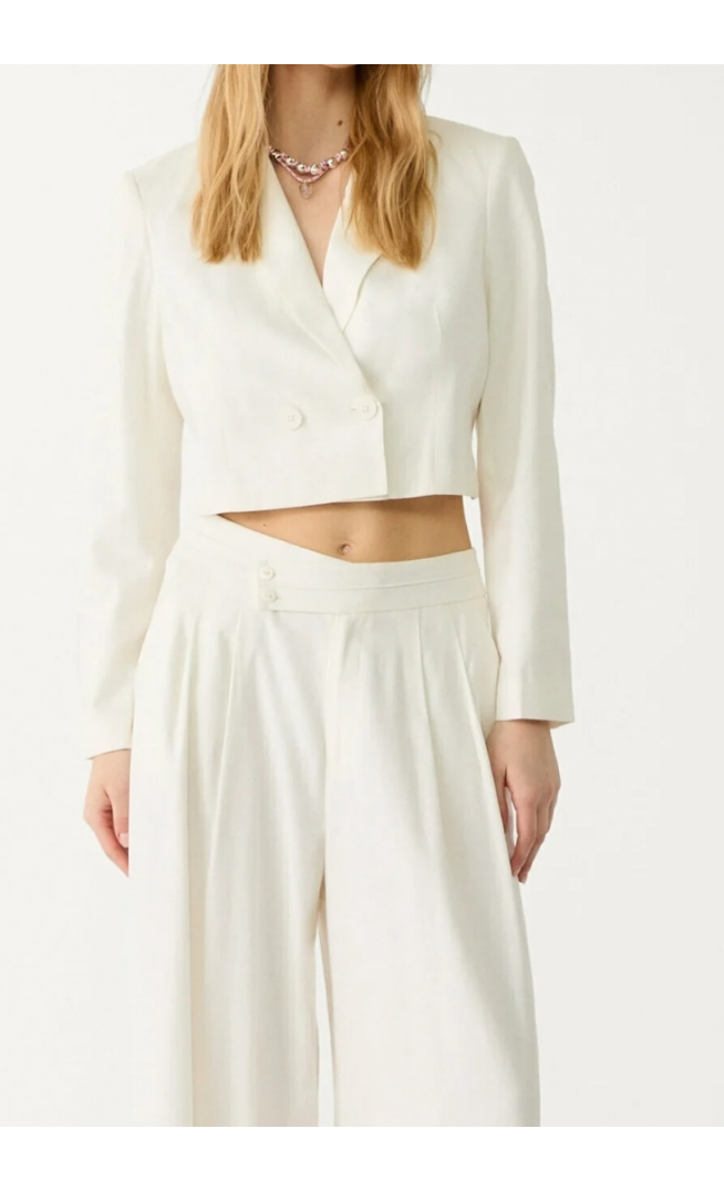 Stradivarius White Open Back Cropped Blazer