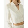 Stradivarius White Open Back Cropped Blazer