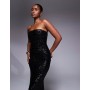 TFNC bandeau maxi dress in black sequin