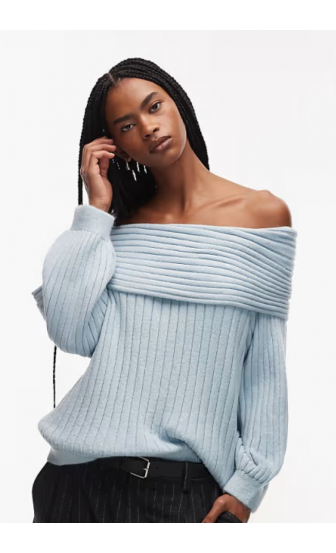 ASOS DESIGN oversized rib knit off shoulder jumper