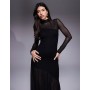 ASOS DESIGN sheer panelled mesh high neck maxi dress