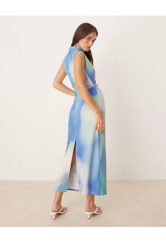 ASOS DESIGN soft touch midi dress in blue print