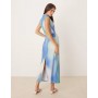 ASOS DESIGN soft touch midi dress in blue print