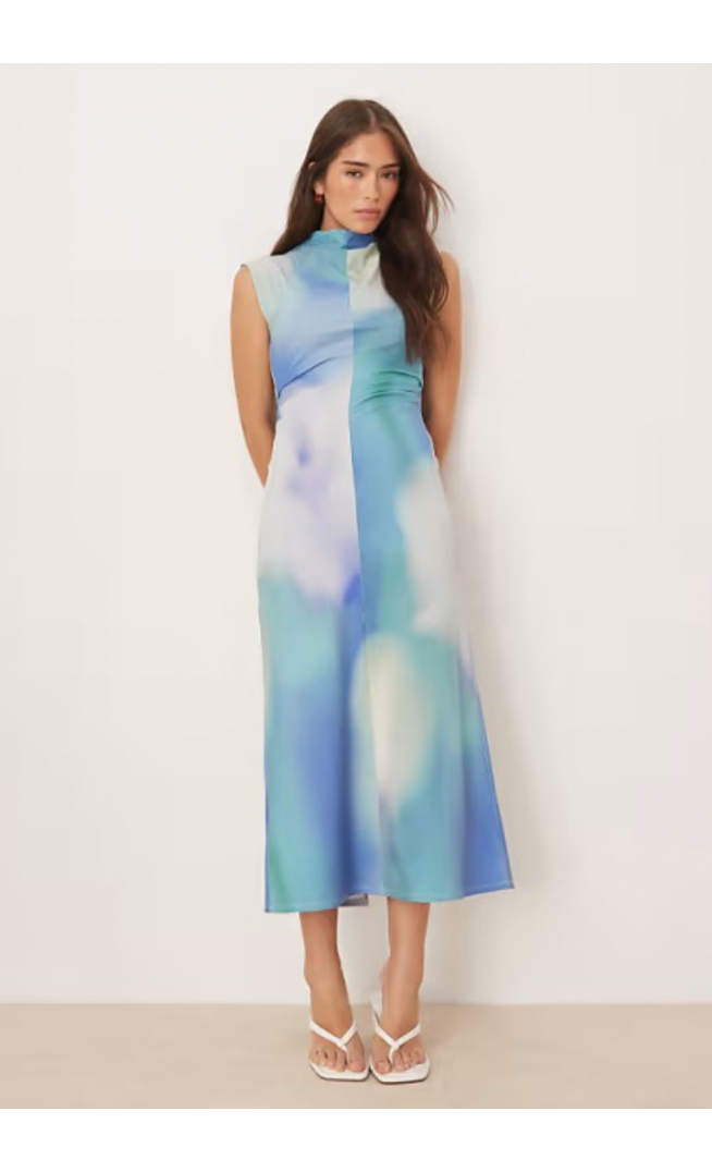 ASOS DESIGN soft touch midi dress in blue print