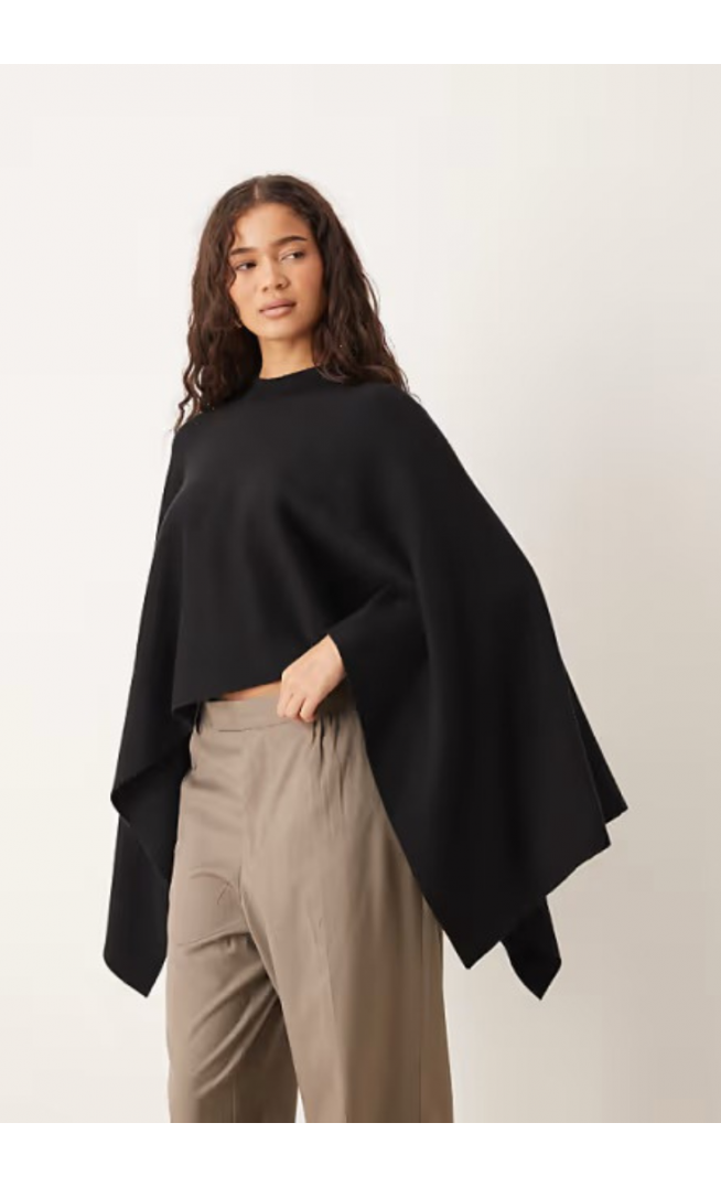 Gina Tricot knitted cape jumper top in black