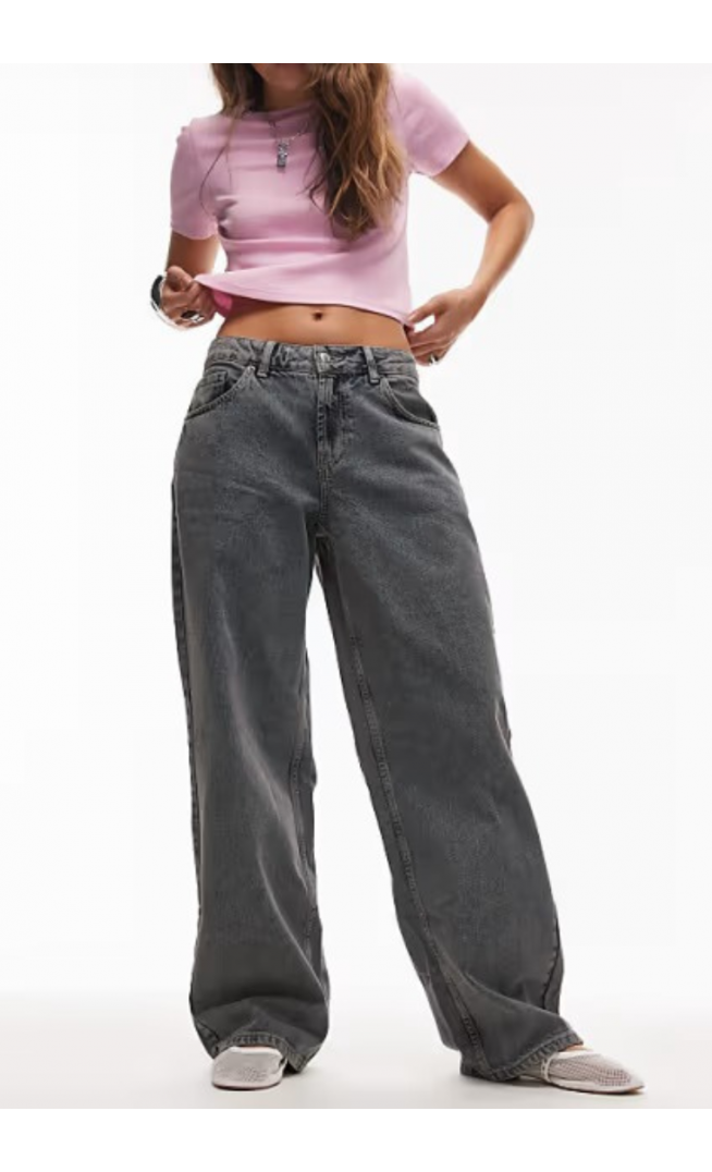 Topshop Hourglass Cinch relaxed jean in blue grey