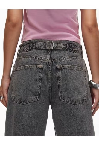 Topshop Hourglass Cinch relaxed jean in blue grey