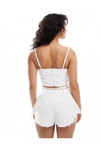 Miss Selfridtge tailored bralette with lace in ivory