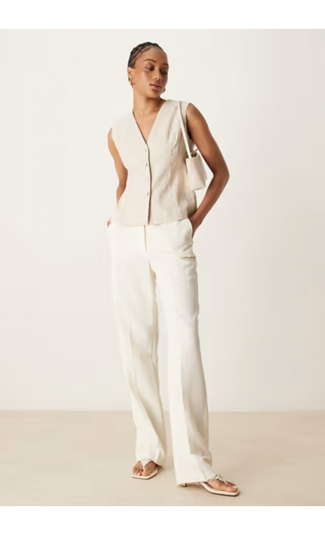 ASOS DESIGN Tall tailored slim straight linen trousers