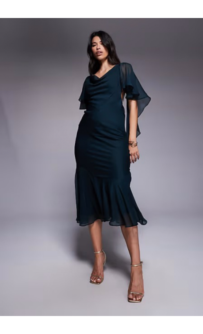 ASOS DESIGN cowl neck ruffle hem maxi dress