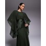 ASOS DESIGN cape detail ruffle chiffon satin mix maxi dress