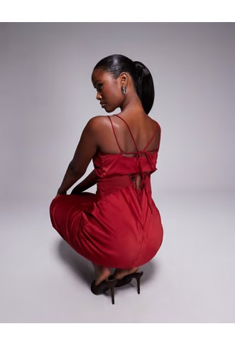 ASOS DESIGN satin chiffon mix sheer bodice cami maxi dress