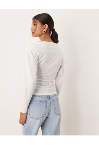 ASOS DESIGN off shoulder cinched waist long sleeve top