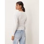 ASOS DESIGN off shoulder cinched waist long sleeve top