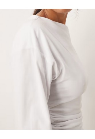 ASOS DESIGN off shoulder cinched waist long sleeve top