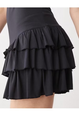 COLLUSION ruffle mini dress in black