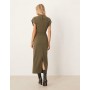ASOS DESIGN grown on neck wrap D-ring detail midi dress