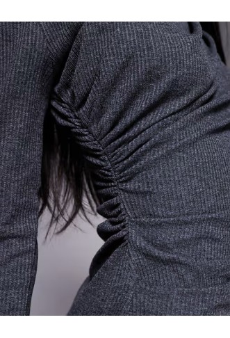 ASOS DESIGN ribbed drape maxi dress in charcoal