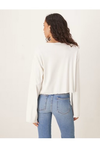 ASOS DESIGN lettuce hem long sleeve t-shirt