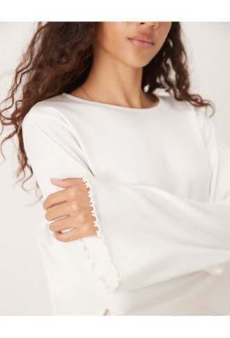 ASOS DESIGN lettuce hem long sleeve t-shirt