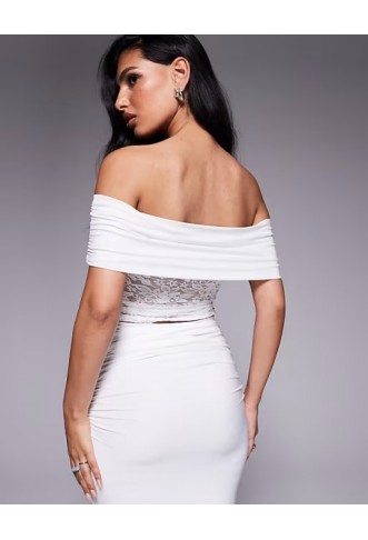 Missyempire double sculpted slinky deep bardot lace