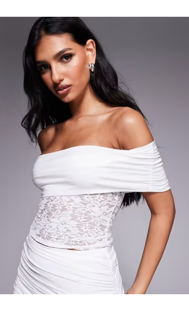 Missyempire double sculpted slinky deep bardot lace