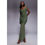 Kaiia exclusive double layered slinky off shoulder maxi dress