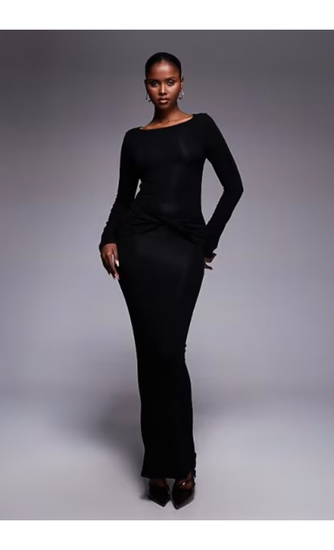 ASOS DESIGN long sleeve twist front maxi dress