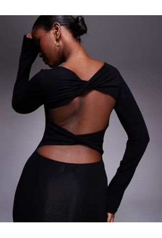 ASOS DESIGN long sleeve twist front maxi dress