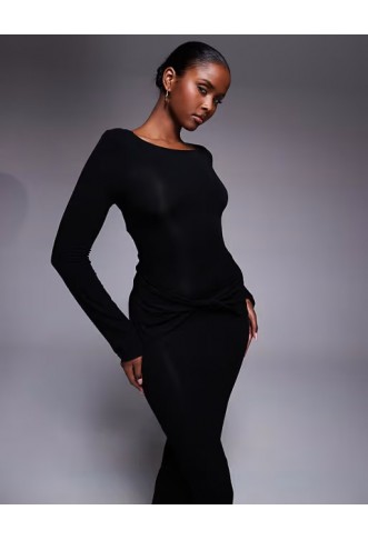 ASOS DESIGN long sleeve twist front maxi dress