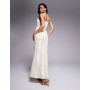 Murci exclusive square neck sheer lace panel maxi dress