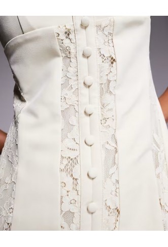 Murci exclusive square neck sheer lace panel maxi dress