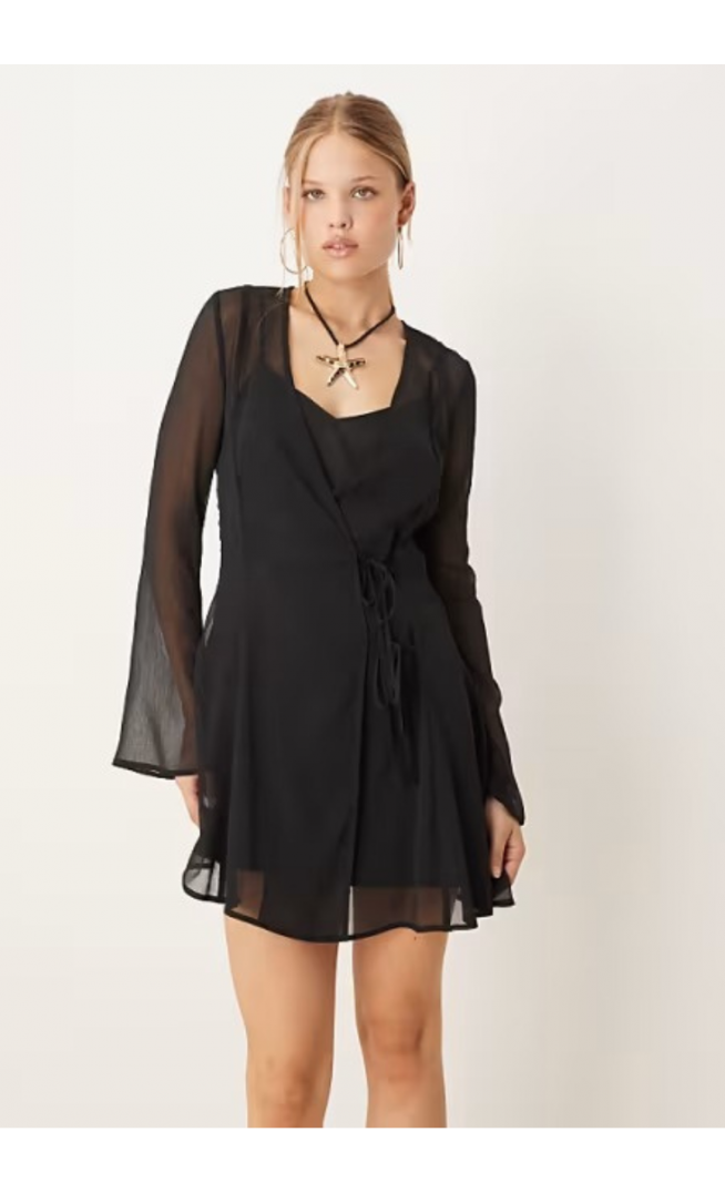 ASOS DESIGN wrap mini dress with ties