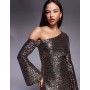 ASOS DESIGN off shoulder sequin angel sleeve mini dress