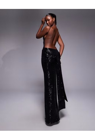 ASOS DESIGN sequin sleeveless with open back maxi dress