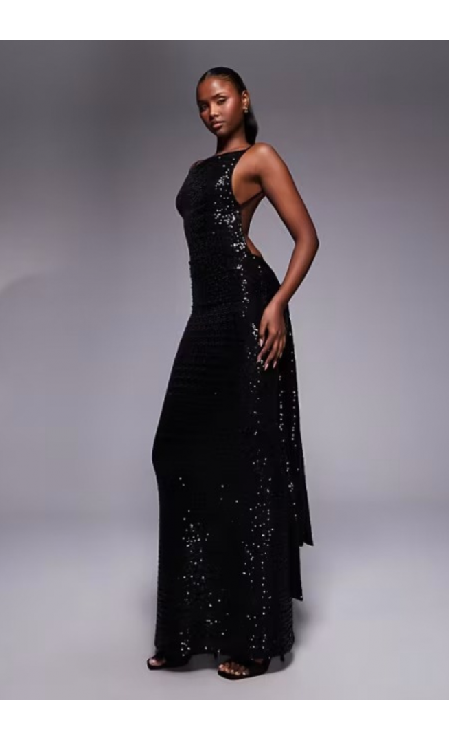 ASOS DESIGN sequin sleeveless with open back maxi dress
