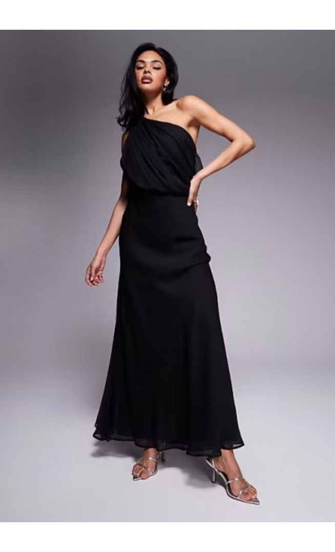 ASOS DESIGN one shoulder draped maxi dress