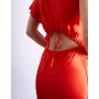 Topshop twist shoulder backless midi satin dress