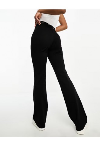 JDY Tall high waisted flared trousers in black