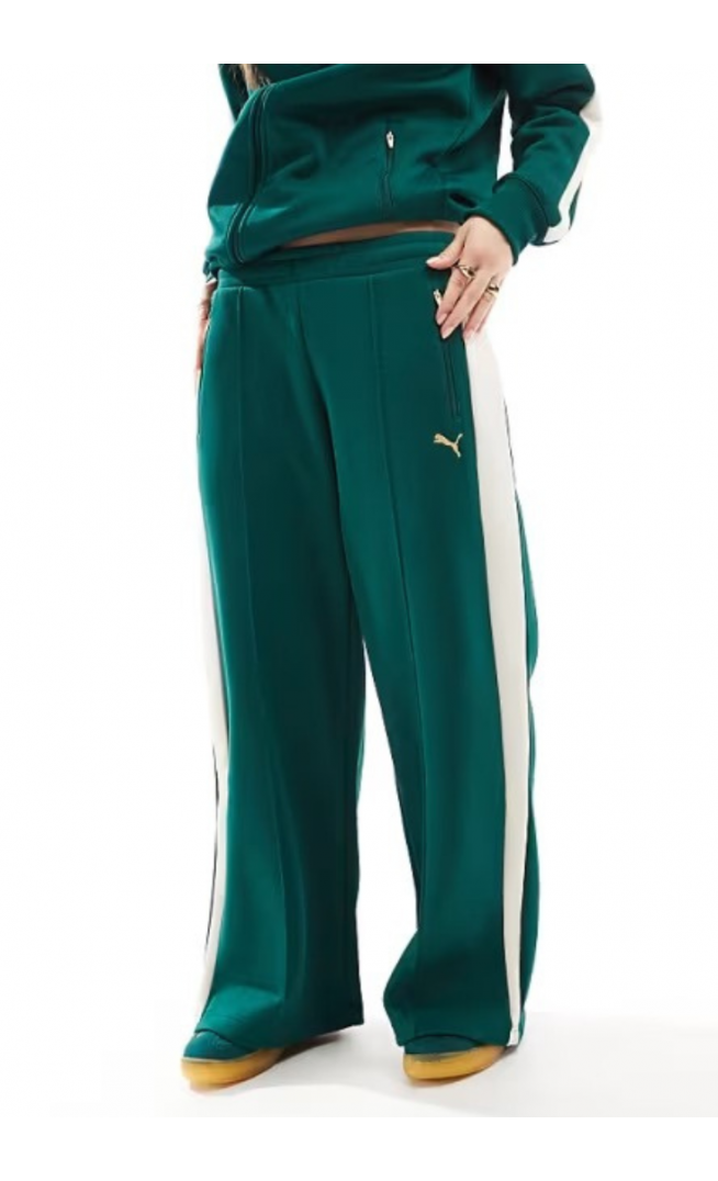 Puma T7 low rise track trousers in dark green
