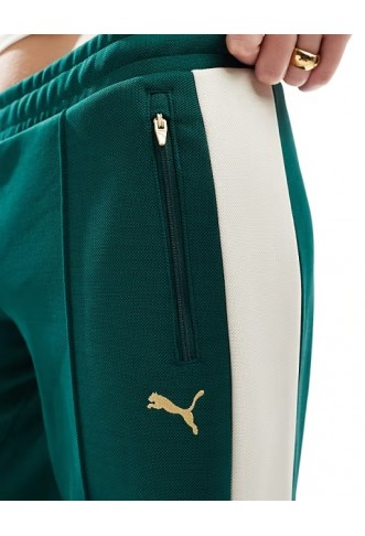 Puma T7 low rise track trousers in dark green