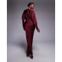 ASOS DESIGN satin batwing maxi dress in burgundy
