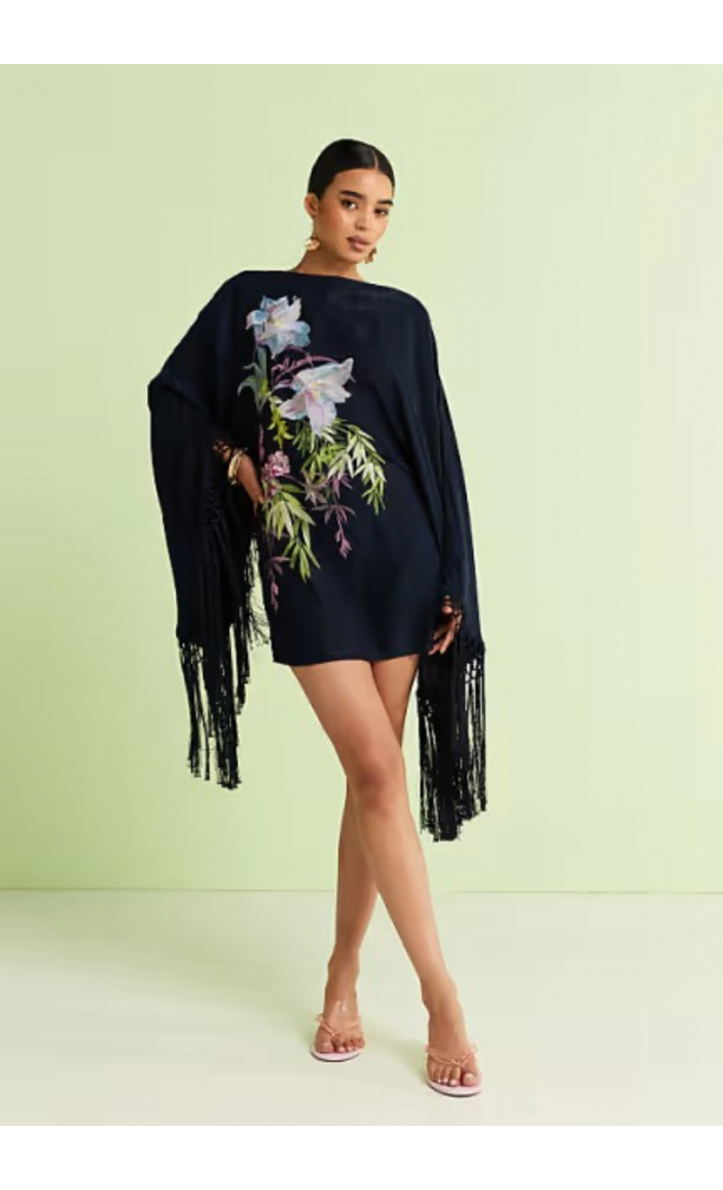 ASOS DESIGN floral embroidered long sleeve mini dress