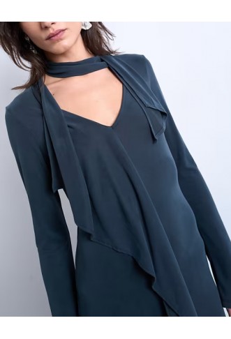 Topshop cupro scarf detail ruffle maxi dress