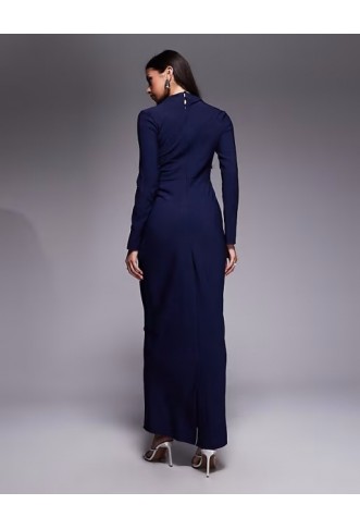 ASOS DESIGN high neck ruched side maxi dress