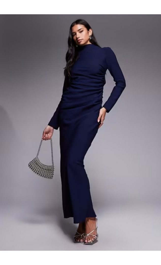 ASOS DESIGN high neck ruched side maxi dress