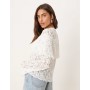 Gina Tricot jersey scalloped lace long sleeve caped top