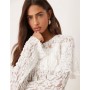 Gina Tricot jersey scalloped lace long sleeve caped top